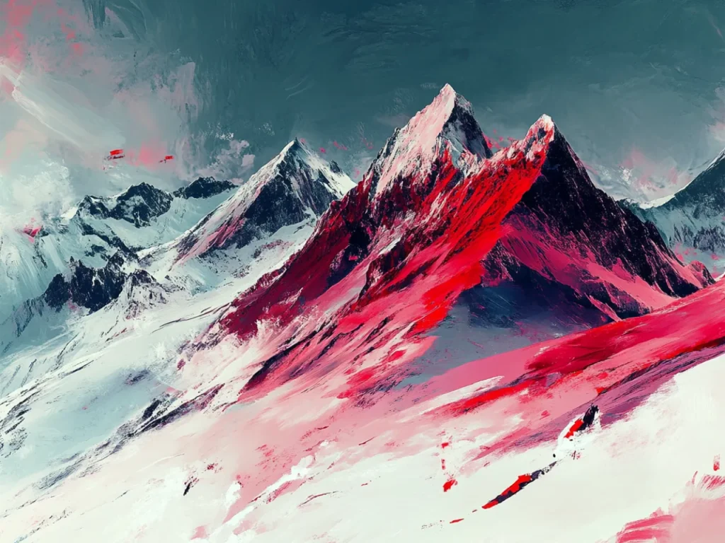 Cool Poster – Red Snow Peaks