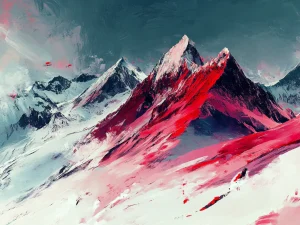 Cool Poster – Red Snow Peaks