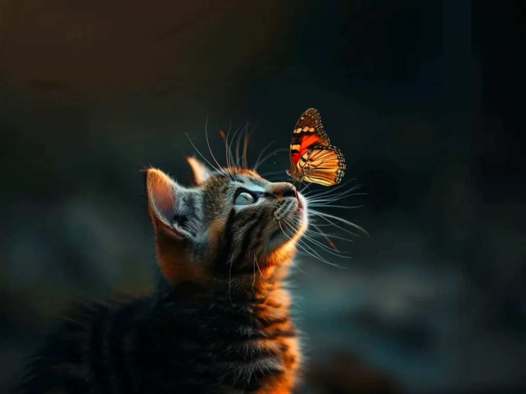 Cool Posters – Curious Cat and Butterfly