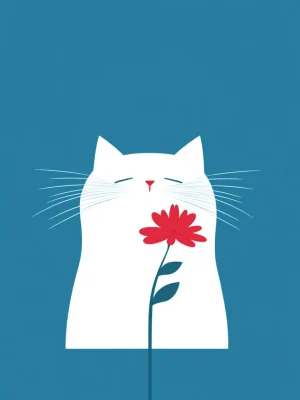 Cool Posters – Minimalist Cat and Flower