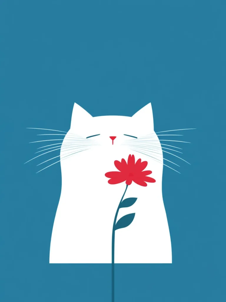 Cool Posters – Minimalist Cat and Flower