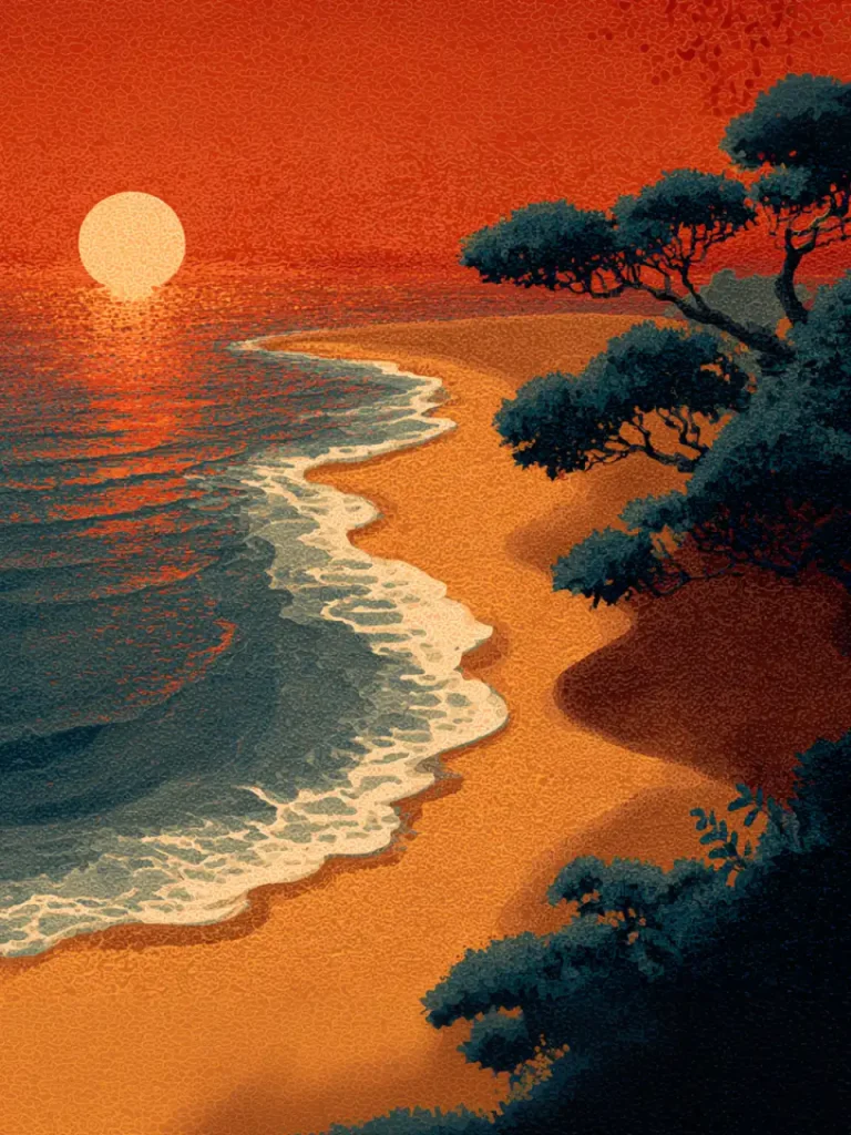 Cool Posters – Red Coastline Sunset