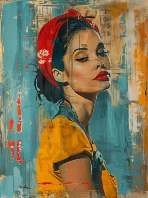 Cool Posters – Retro Girl in Red Bandana