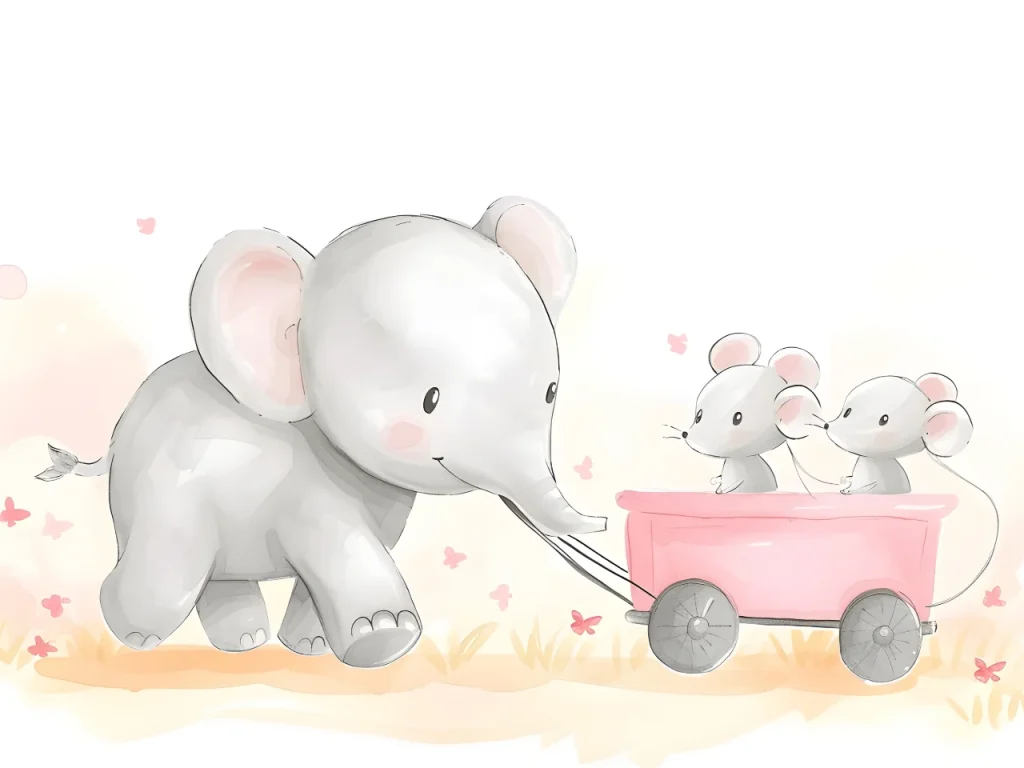 Pictures for Children room – Elephant and Mice