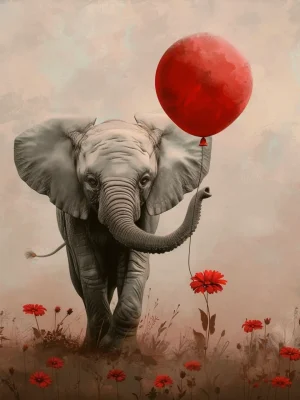 Animal Posters – Red Balloon Elephant