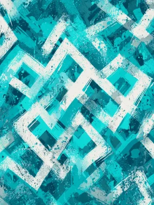 Pattern Poster – Aqua Grid Graffiti