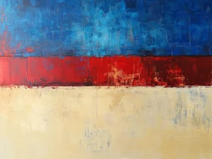 Pattern Poster – Blue Red Beige