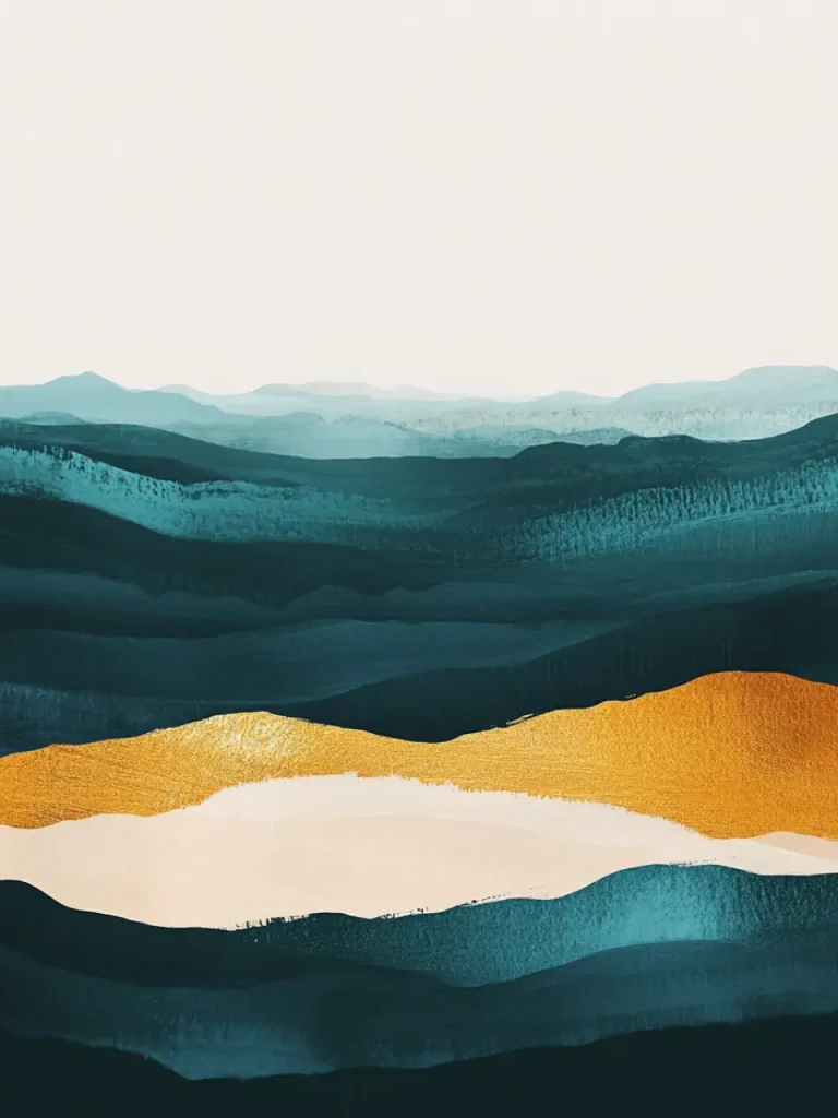 Pattern Poster – Teal And Gold Horizon