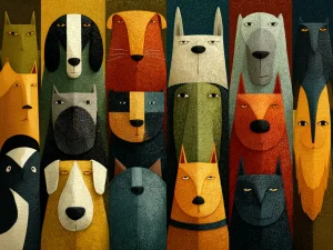 Poster For Living Room – Abstract Dog Parade