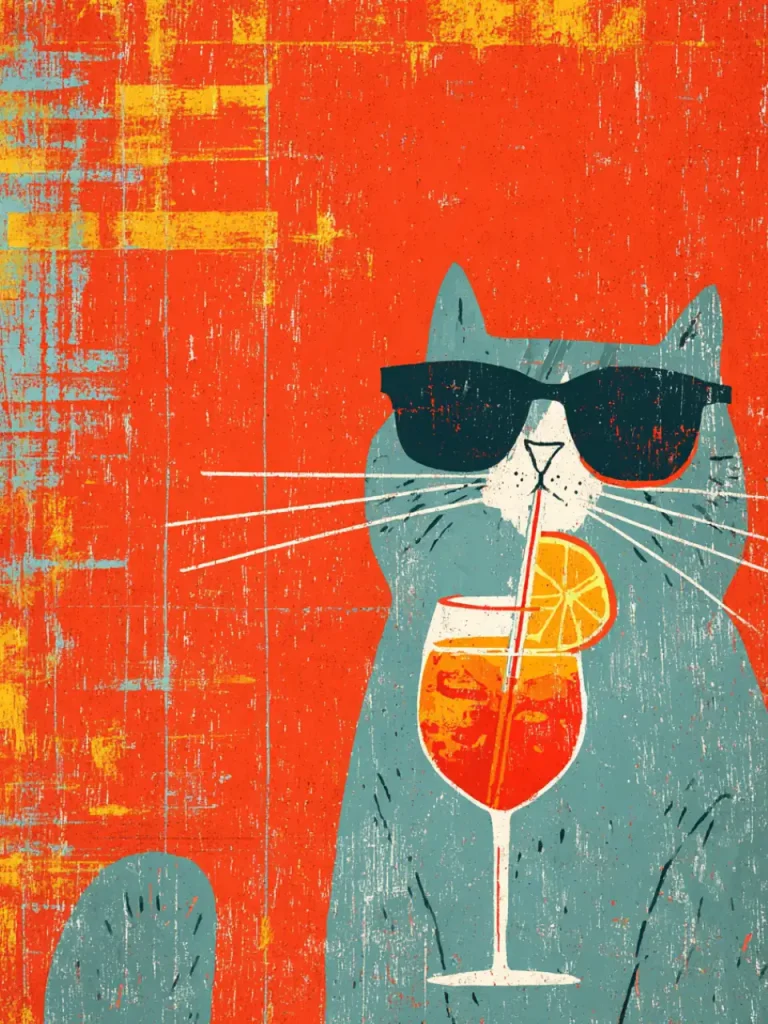 Poster For Living Room – Aperol Cat Attitude