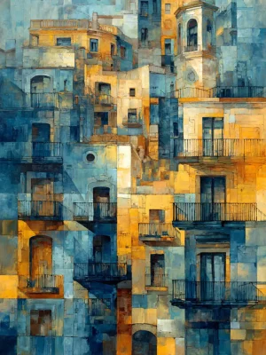 Poster For Living Room – Barcelona in Layers