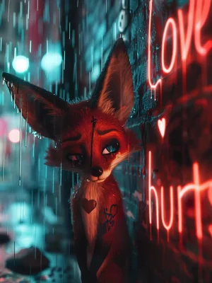 Poster For Living Room – Neon Fox Heartache