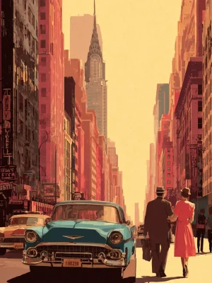 Poster For Living Room – Retro New York Walk