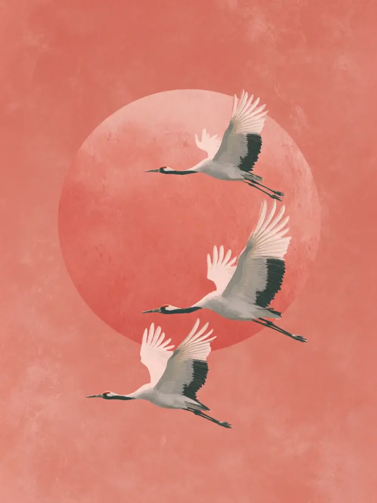 Poster For Living Room – Soaring Cranes