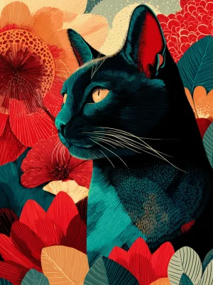 Animal Poster – Floral Gaze Cat