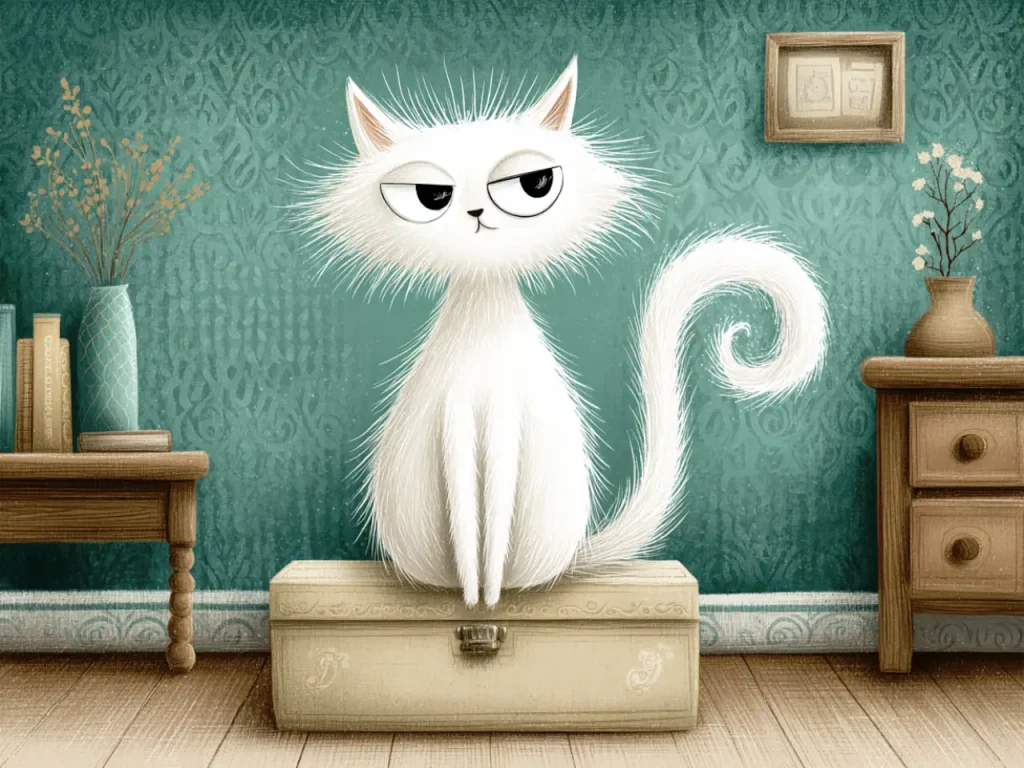 Poster For Children Room – Grumpy White Cat
