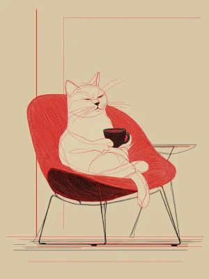 Poster For Living Room – Coffee Cat Attitude
