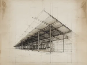 Poster For Living Room – Linear Blueprint