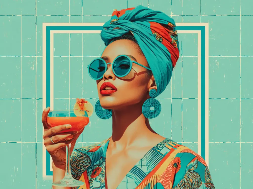 Poster For Living Room – Turquoise Cocktail Diva