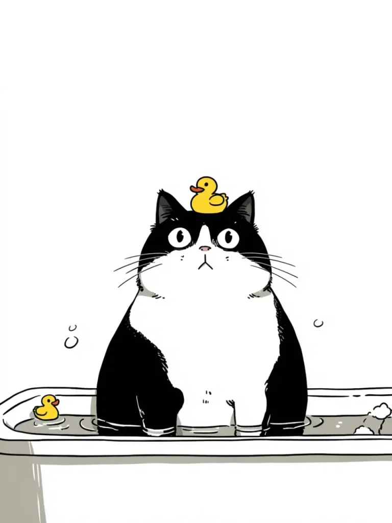 Poster For Children Room – Bathtub Duck Cat