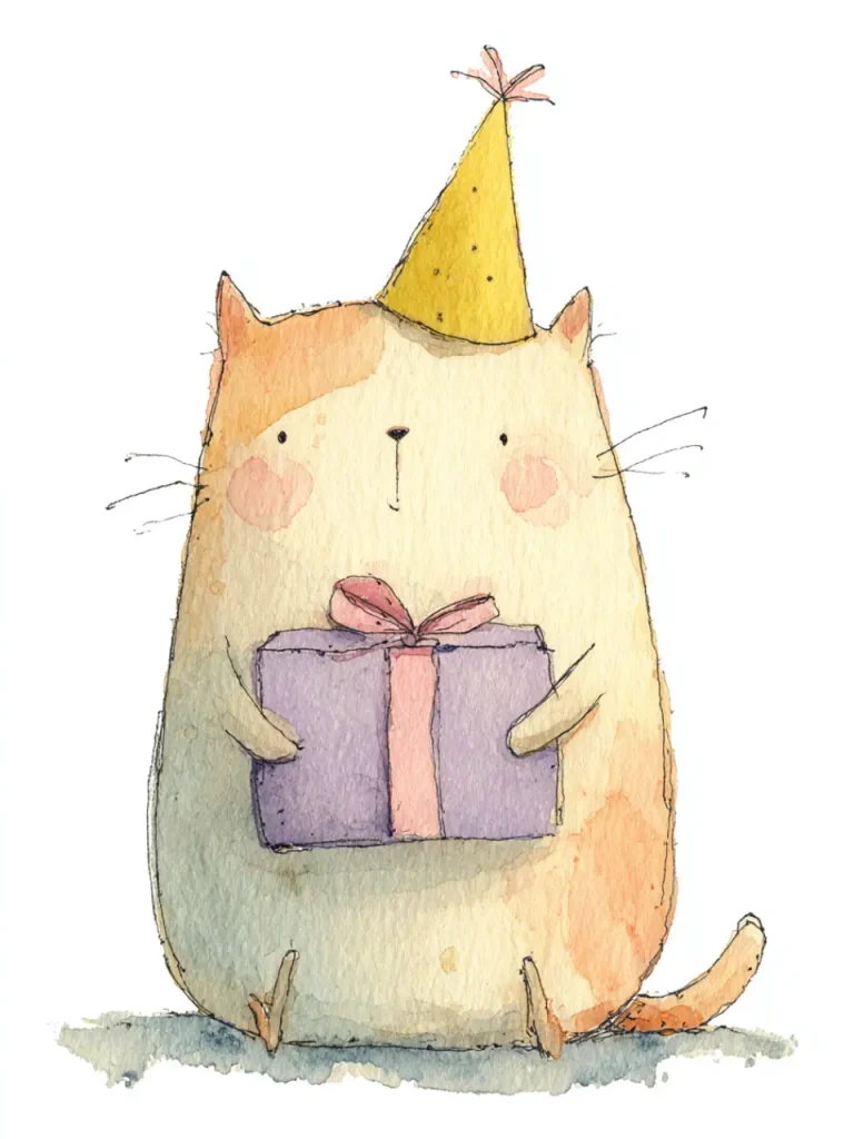 Poster For Children Room – Birthday Cat Gift