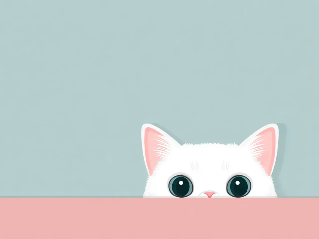 Poster For Children Room – Peeking White Cat