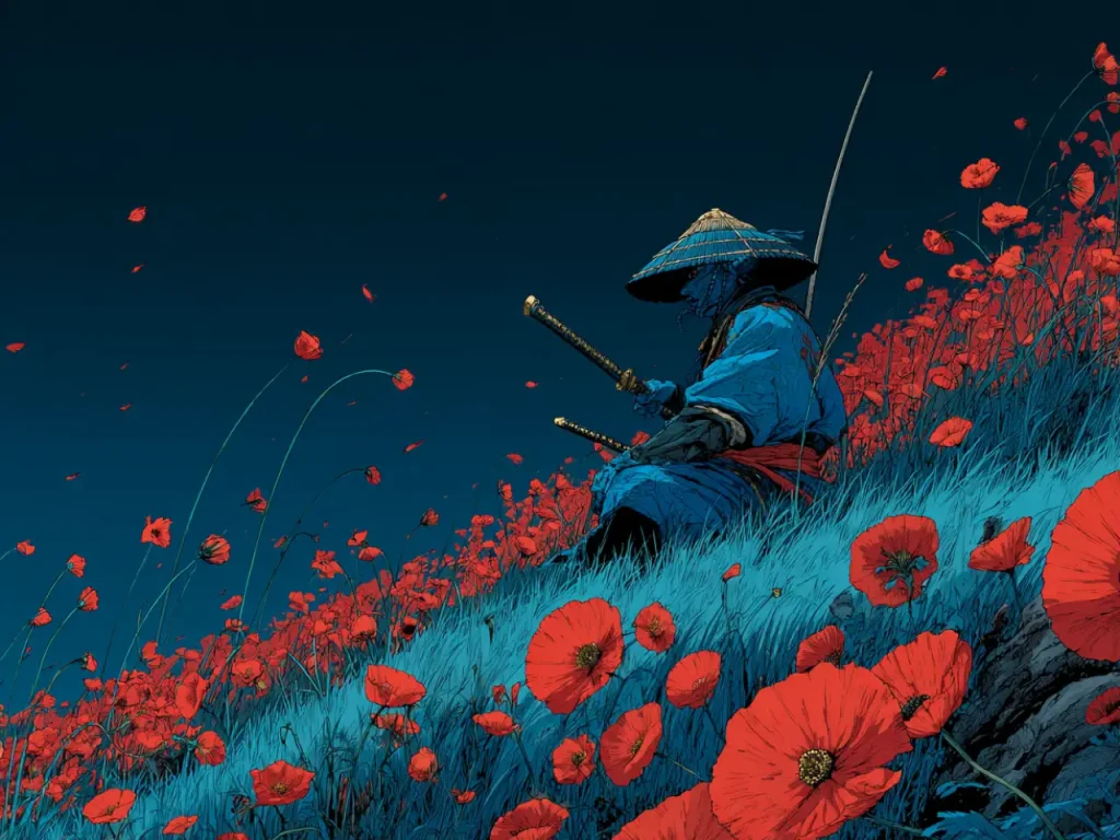 Poster For Living Room – Samurai and Poppies